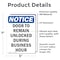Signmission Door To Remain Unlocked During, 5 in W x Rectangle, Vinyl Decal OS-2PACK-NS-D-57-V-11530 - alternate 6
